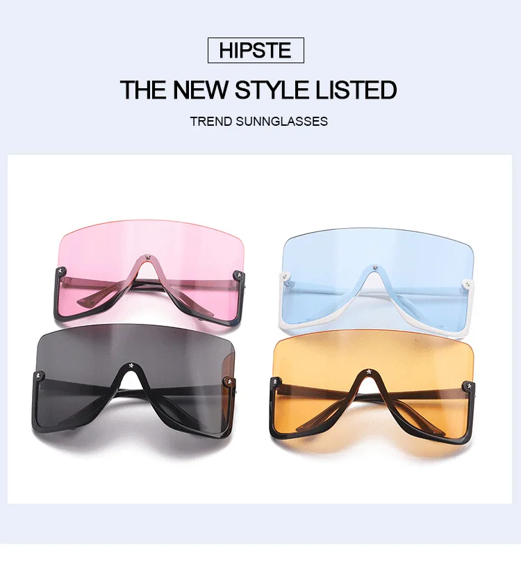 New Big Face Mask Sunglasses Windshield Multicolor Sunglasses Men and Women European and American Cross border