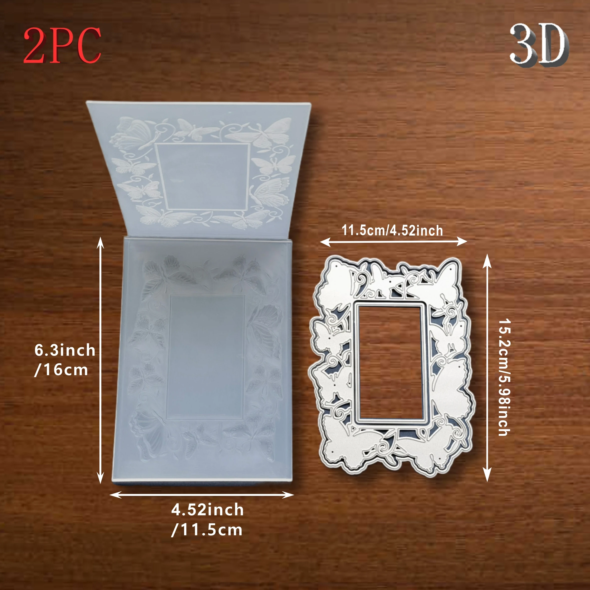 3D 나비 장식이 있는 창의적인 프레임 디자인 요소 - 3D 엠보싱 폴더와 어울리는 다이컷 - DIY 공예에 적합합니다.