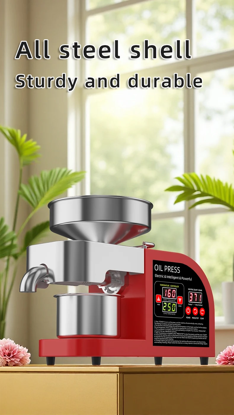 DIVEDEER Smart Oil Press X6 Hochleistungsheizung, Presskammer aus Edelstahl für Erdnuss, Raps, Sesam, Olivenkernen, Kokosnussöl – Detail 3