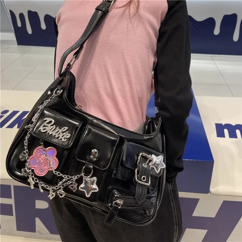 Original Sweet and Spicy Crossbody Bag Multi-Pocket Hot Girl Chain Motorcycle Bag Y2K Retro Medieval Shoulder Bag for Women