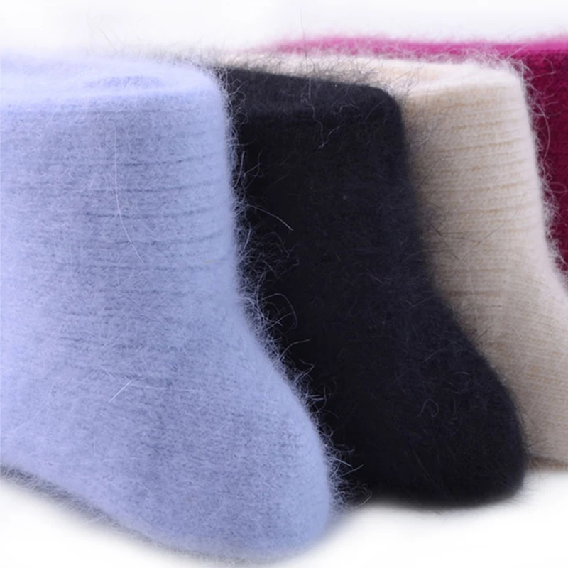 Wool Socks Women Winter Warm 1 Pairs Solid Sheep Wool Against Cold Snow Thermal Soft