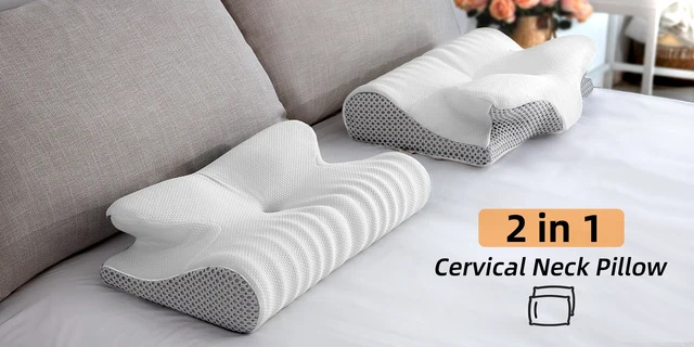 LUXFFY Memory Foam Sleeping Pillow: Cervical Contour Pillows for