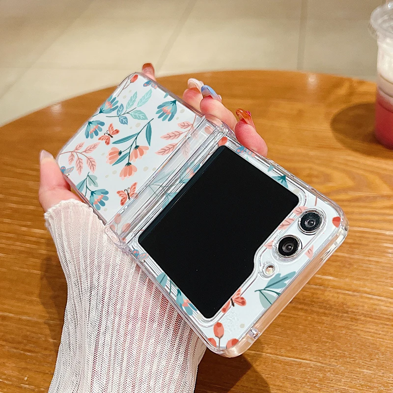 Flower Pattern Shockproof Clear Cover for Samsung Galaxy Z Flip Series