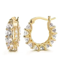 Full Paved Crystal CZ Hoop Earrings for Women Dazzling Accessories Wedding Party Delicate Birthday Gift Statement Jewelry 2