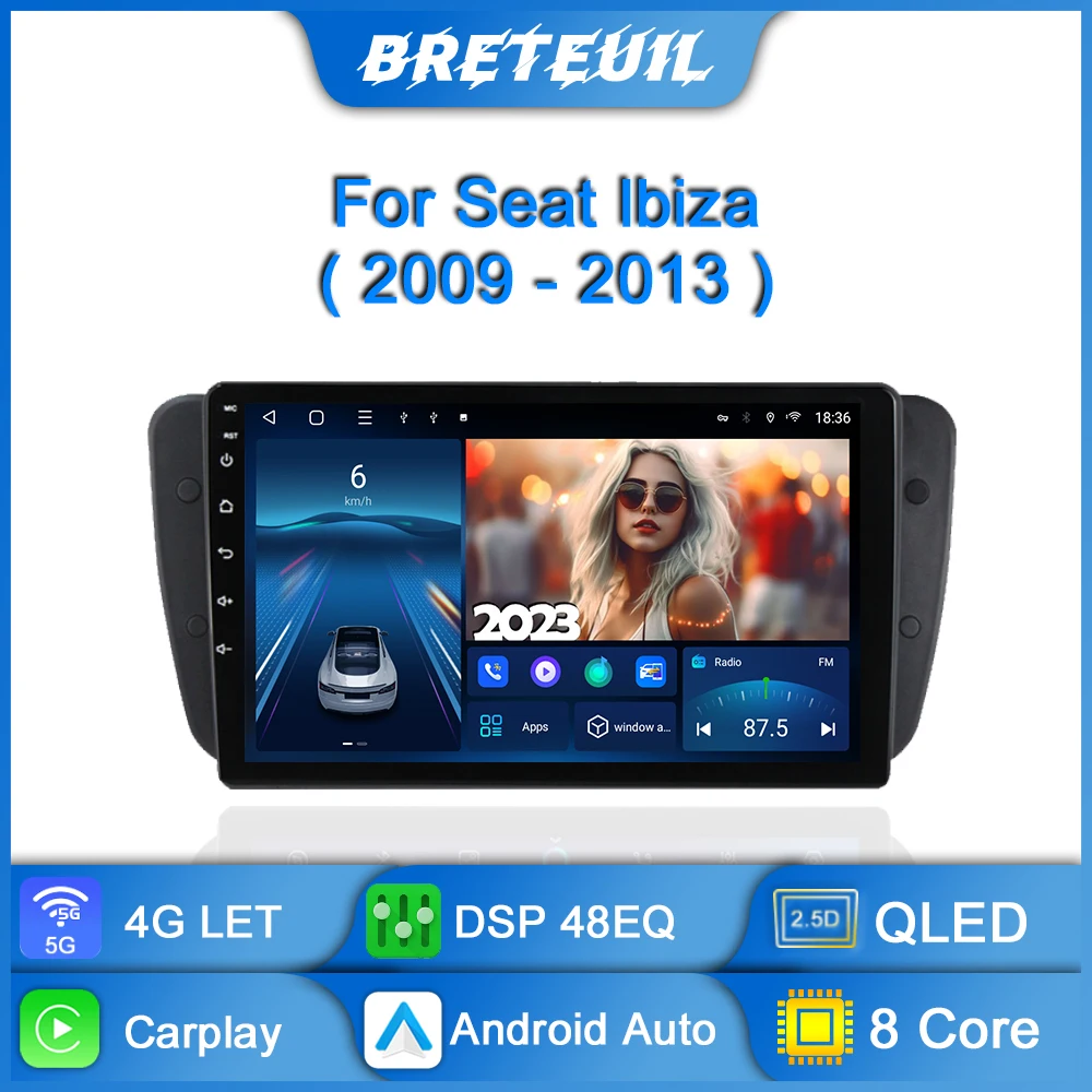 Android Car Radio For Seat Ibiza 6j 2009 - 2012 DSP Multimedia Video Player  QLED Touch Screen GPS Navigation Carplay Head Unit