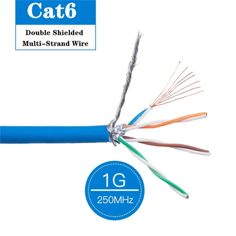 RJ45 Connector Cat6 Eathernet Cable Internet Lan Line Shielded SFTP Networking 4 Twisted Pairs Wire CAT 6 Patch Cabo 26AWG