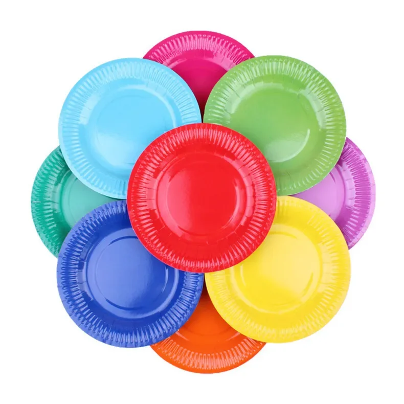 Colorful DIY Craft Materials Disposable 7 Inch 9 Inch Round Paper Plate For Kindergarten Creative Handwork Supplies