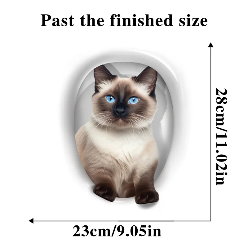 Bathroom Toilet Cover Sticker Funny 3D Cat Toilet Stickers DIY Water Resistant Wall Sticker Self-adhesive Toilet Seat Decals