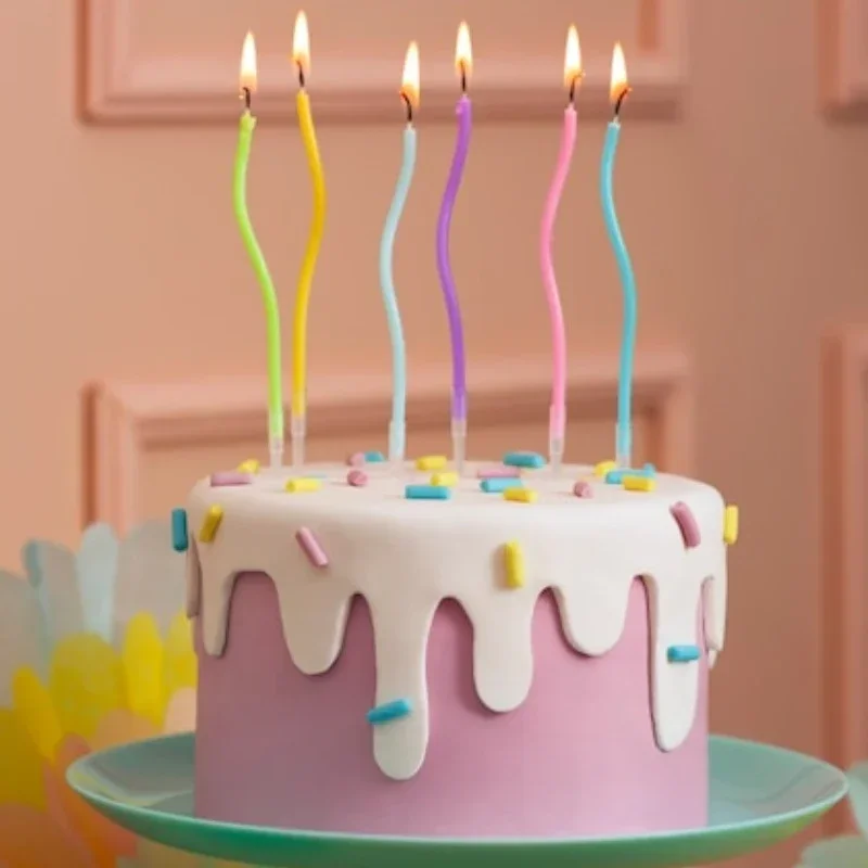 Romantic Twisted Spiral Birthday Candles Elegant Long Curved Cake Toppers for Valentine’s Day Anniversaries Dinner Decorations