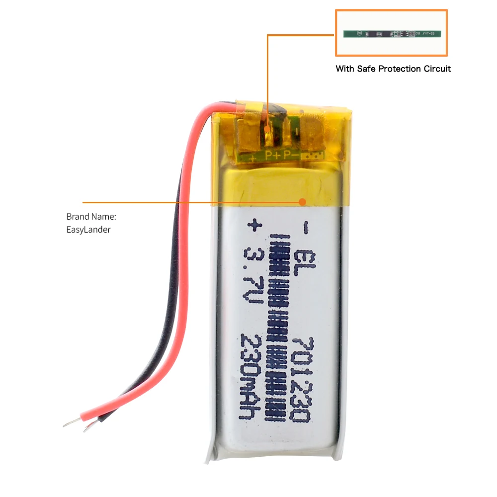 5x 3.7V 150mAh Li Po Polymer Rechargeable Battery 501230 JST 2P 1.25mm - Foto 3