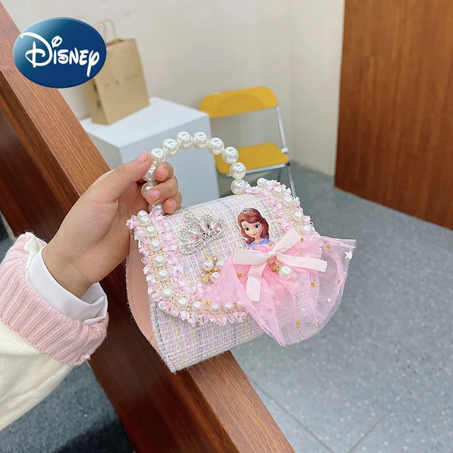 Disney's New Snow White Handbag Children's Messenger Bag Girl Pearl  Portable Princess Coin Purse Shoulder Chain Luxury Small Bag