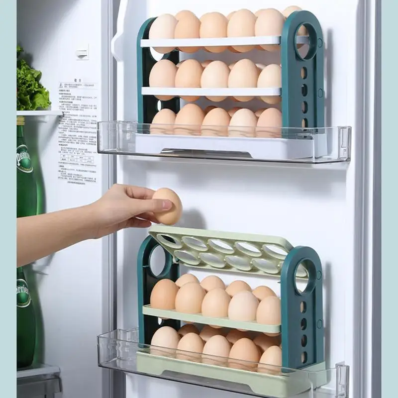 

Fridge Eggs Organizer Container Space-saving Kitchen Eggs Holder Container Case Refrigerator Egg Storage Rack