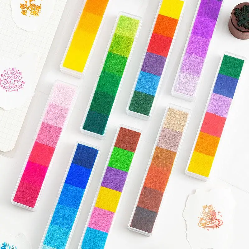Gradient Colors Inkpad Set Fashion Ink Pad Pak Oil Based For DIY Craft Rubber Stamps Fabric Wood Paper Wedding Gift Finger Print