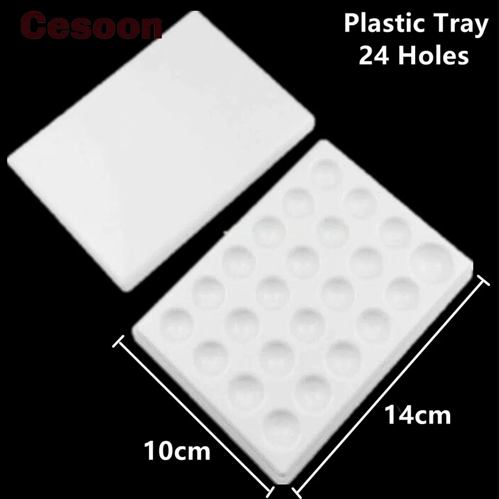 

Cesoon 24 Slots Dental Lab Porcelain Mixing Watering Moisturizing Plate Wet Plastic Tray With Cover For Glaze Dentistry Lab Tool