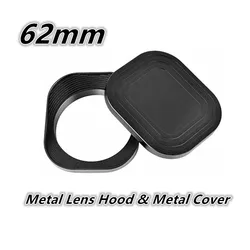 Square Metal Camera Lens Hood - Premium Photography Accessory (62mm)