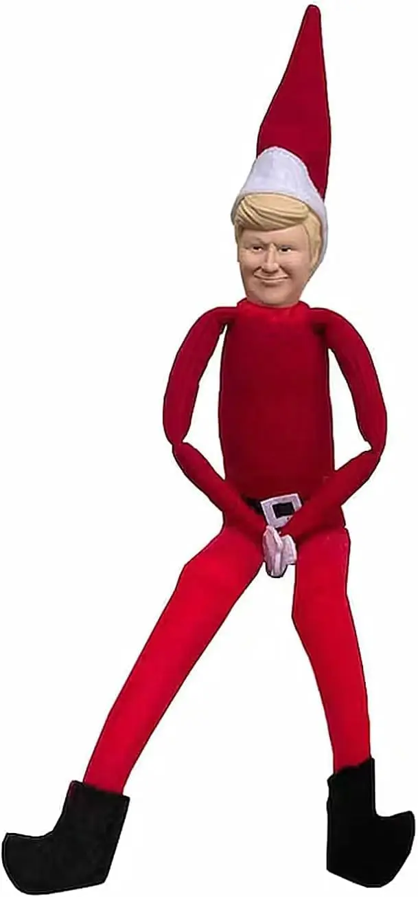 Trump on a Stump Christmas Elf Make The Holiday Great Again with Plush Funny Novelty Figure Toy Shelf Decor,Christmas Decoration 4