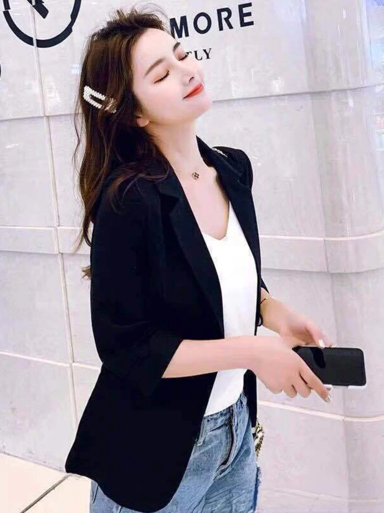 

Fashion Women's Jacket Solid Color White Black Cotton Fabric Loose Oversize Coat New Spring Summer Jackets 2023 New Women's Suit