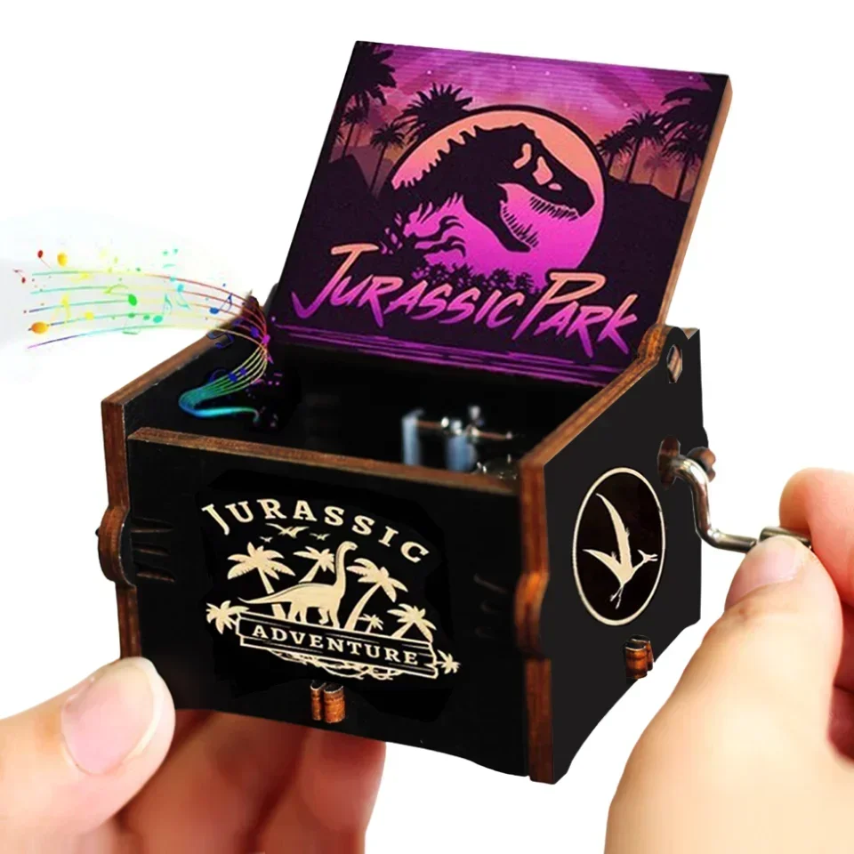 Wooden Hand Crank Queen Jurassic Park Music Box Happy Halloween Pirates of the Carib Birthday Christmas New Year Gift music box
