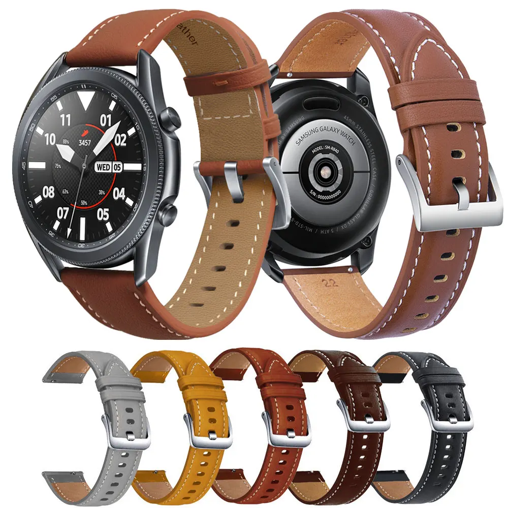 Ремешок для наручных часов мягкий кожаный браслет Samsung Galaxy Watch 42 мм 46 Gear S2 S3 Classic