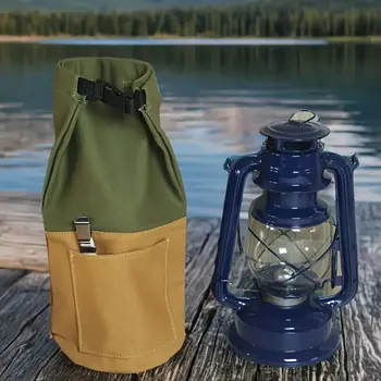 Canvas Tool Pouch Kerosene Lamp Storage Bag Horse Oil Lamp Buggy Bag Travel Bottle Bag Anti-scratch Canvas Oil Lantern Storage C