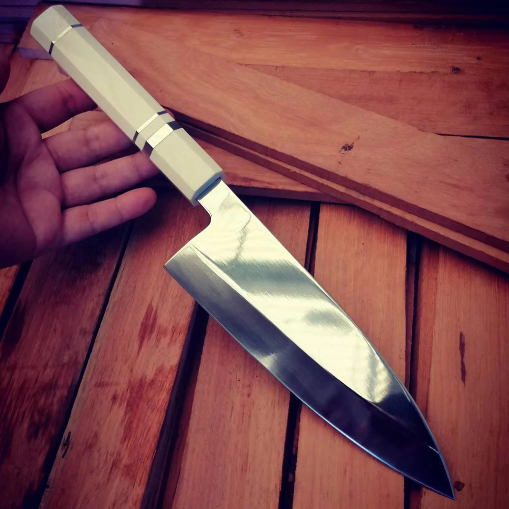 

Нож Deba с одним лезвием острый нож для нарезки рыбной головы Мясницкий сашими 10Cr15CoMoV кованые кухонные ножи ручной работы Инструменты для готовки