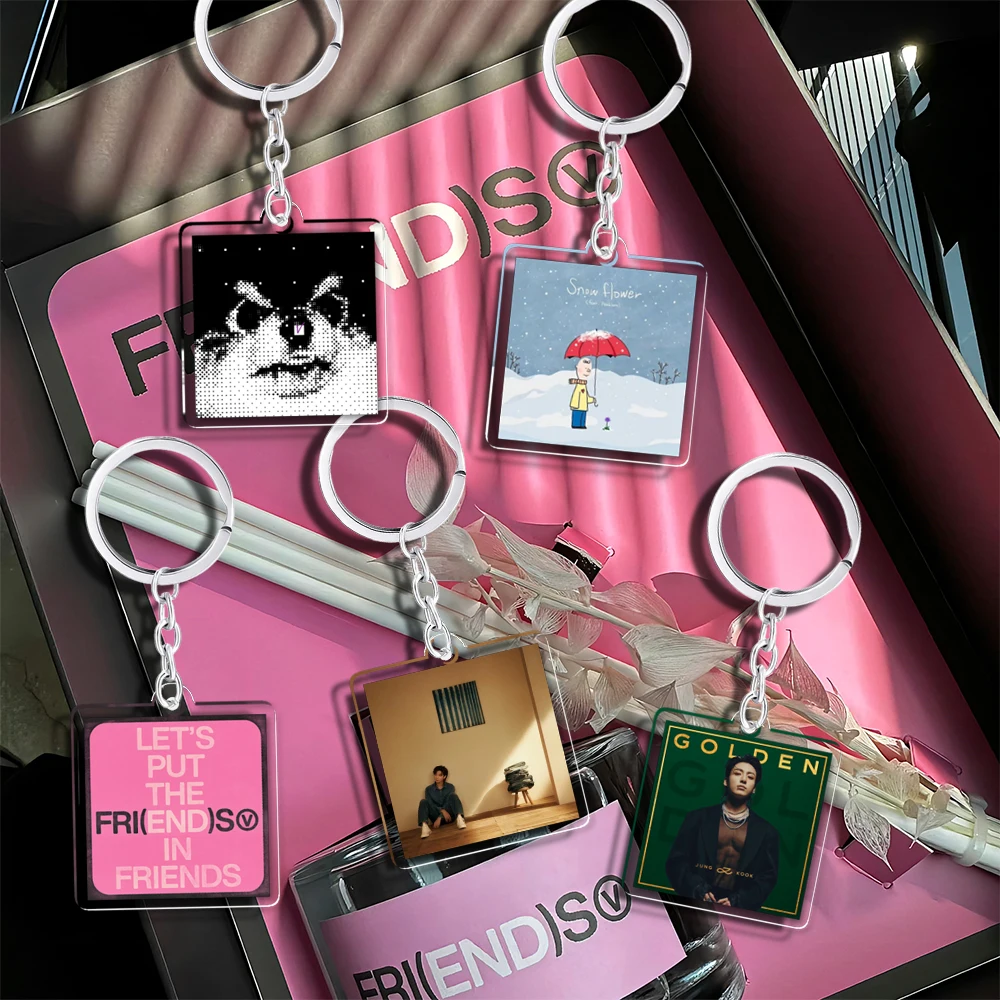 

Acrylic Txtsing Kpop Keychain SOLO GOLDEN Album LAYOVER Agust D FACES INGIDO Key Ring TeahyungV Teakook Kpop Accessories Merch