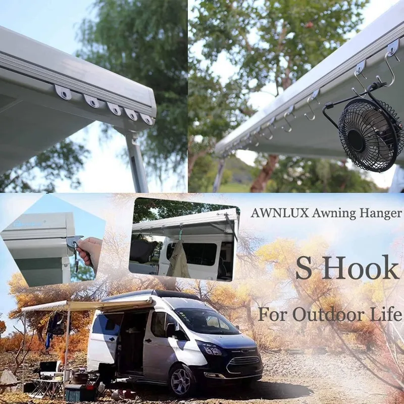 RV Sunshade Hook Caravan Awning Hooks S Shape Camping Awning Hooks Reusable Durable S-Shaped Hangers Accerssories Outdoor Tools 5