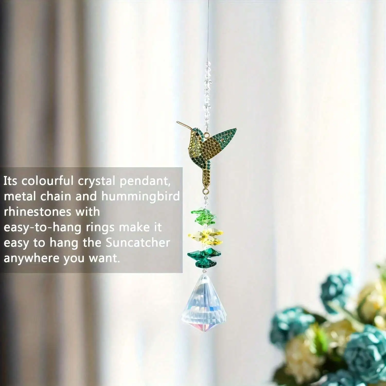 1pc Colored diamond Butterfly Bee hummingbird decoration prisms, Windows, walls, family wedding pendants