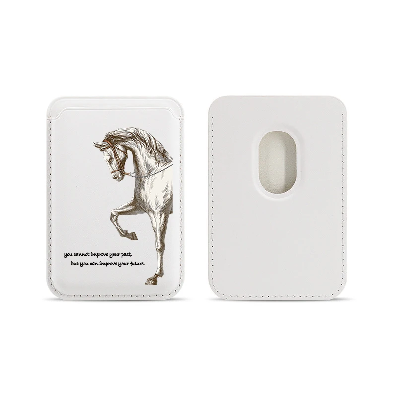 Luxury Magnetic Racehorse Leather Wallet Case with Card Holder