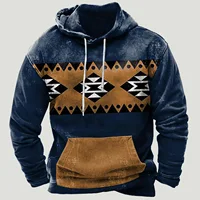 Vintage Aztec Style Men's Hoodie Hooded Sweatshirt Geometric Harajuku Pullover 2023 New Jacket Oversized Casual Streetwear Tops