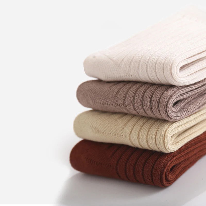 Girls Solid Color Mid Tube Socks Autumn Kids Cotton