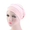 Women Stretch Beanie Chemo Cotton Hair Turban Hat Double-layer Soft Satin Lining Crinkled Hijab Inner Hijab Caps 3