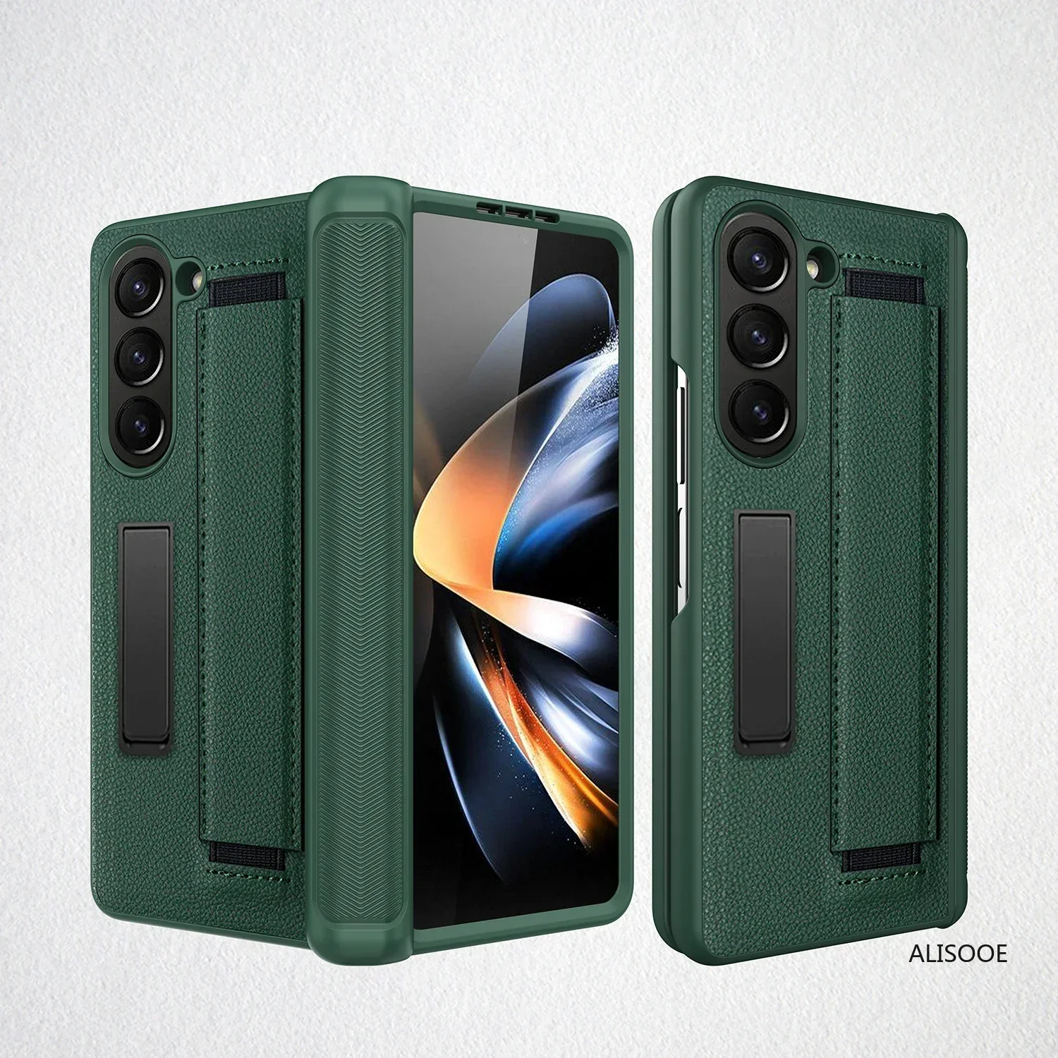 Premium Hinge Case with Wristband and Stand for Samsung Galaxy Z Fold - Front Glass Protection Included
