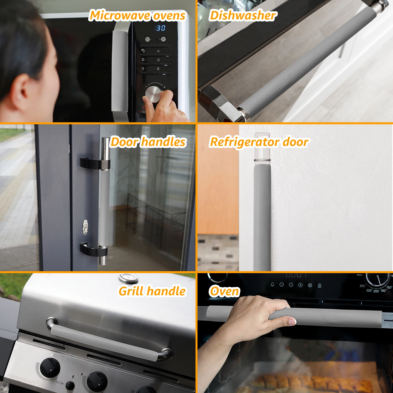 6Pcs Refrigerator Door Handle Covers PU Leather Oven Microwave Door Handle Protector with Adjustable Buckle Gloves door handle covers