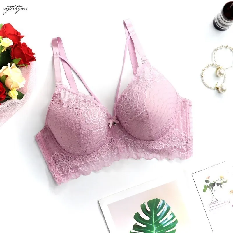 sexy bra set SoftRhyme Floral Lace Lingeries For Women Plus Size Bra Set D Cup XL 2XL 3XL 4XL 5XL 6XL Full Cup Bras And Ultra Thin Underpants ladies underwear sets