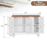 White Accent Cabinet with Doors, Farmhouse Credenza Cabinets for Living Room, Sideboard Buffet Cabinet with Storage, Customized 2