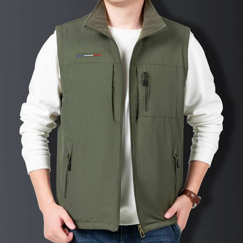 Sleeveless Jacket Men's Clothing Free Shipping Vests Vest Work Winter MAN Multi-pocket Waistcoat Best Autumn Hunting Fishing Zip