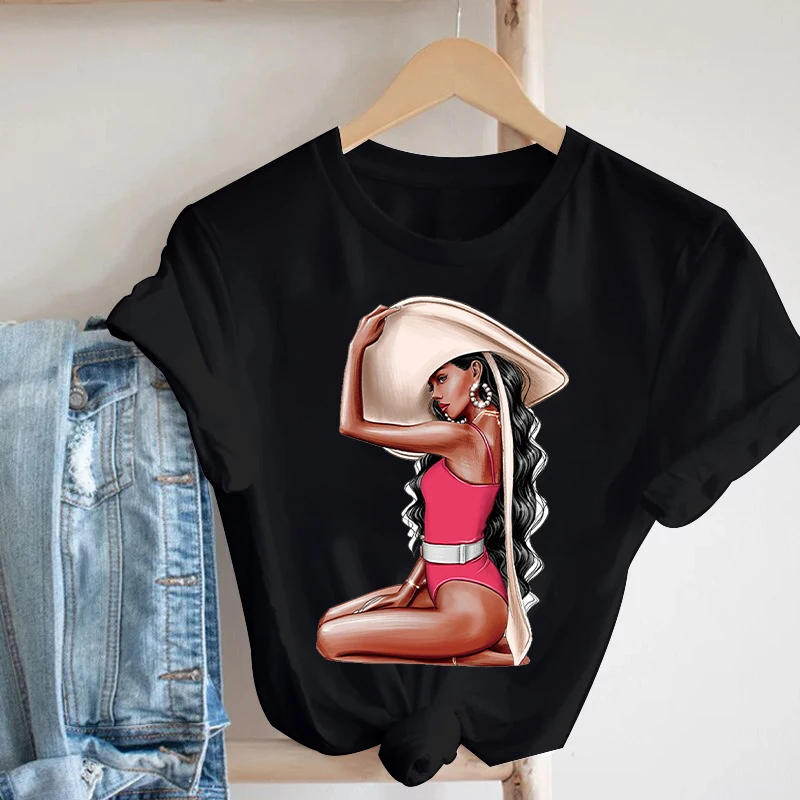 

Black Tshirt Women beautiful Girl All Season Lady T-shirt Clothing Print Kawaii Tops T Shirt femme Graphic 90s Female Tee shirt