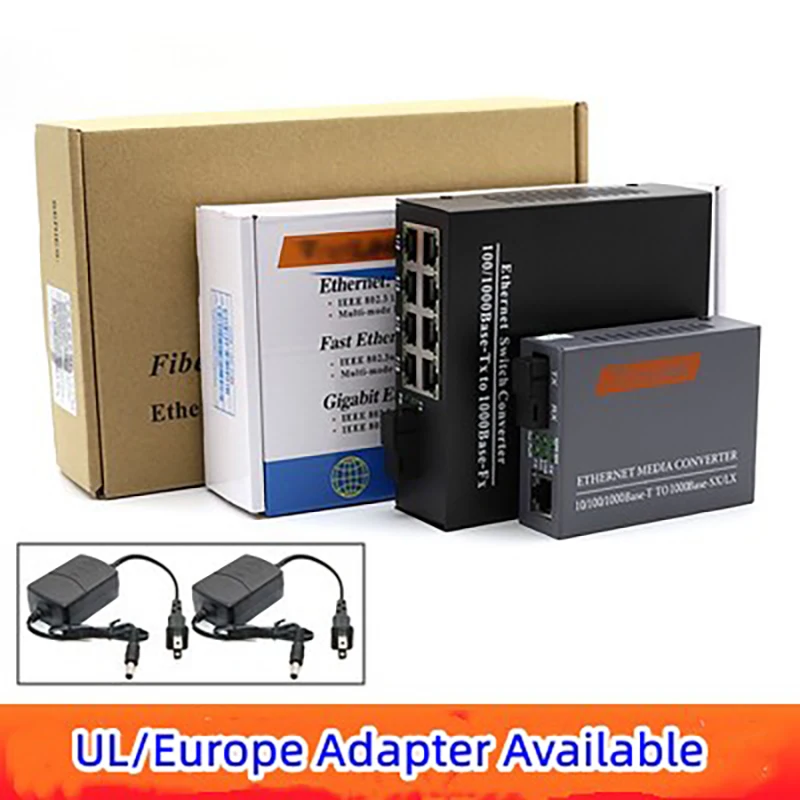 Fiber Transceiver Module Gigabit Fiber Transceiver SC 1 Fiber 8RJ45 + 1 RJ45 Singlemode 10 m 100 m 1000m Media Converter 20km Pair
