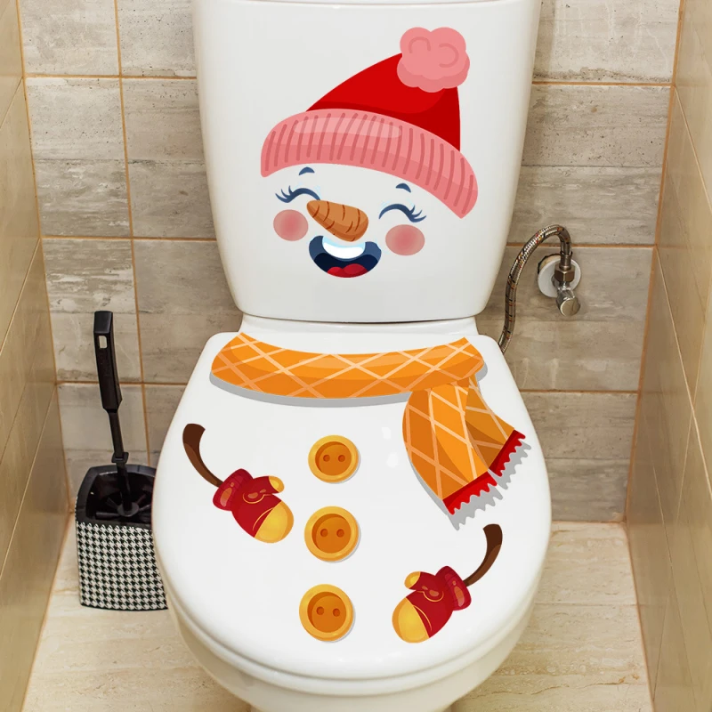 Christmas Toilet Stickers Snowman Santa Claus Bathroom Decoration Stickers Xmas Self-adhesive Window Toilet Sticker Decorations wall stickers,floor stickers,gas pump stickers