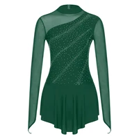 Women Adults Figure Skating Lyrical Modern Dance Dress Competition Costume Mesh Splice Leotards Dress Gymnastic Ballet Dancewear - Image 2