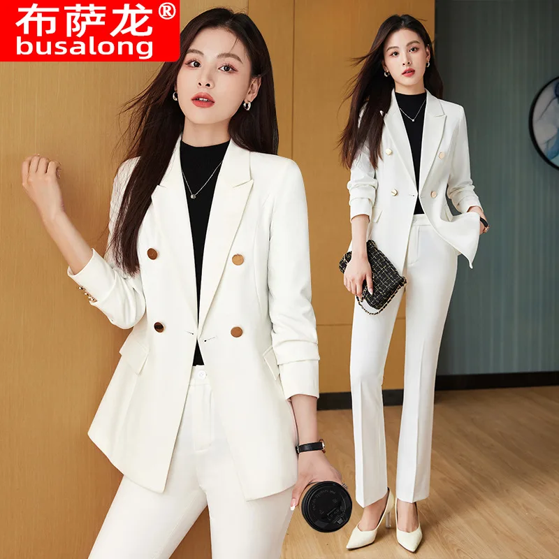

White Suit Jacket for Women2024Spring and Autumn Korean Fashion Temperamental Minority Casual High-End Business Wear Suit Suit
