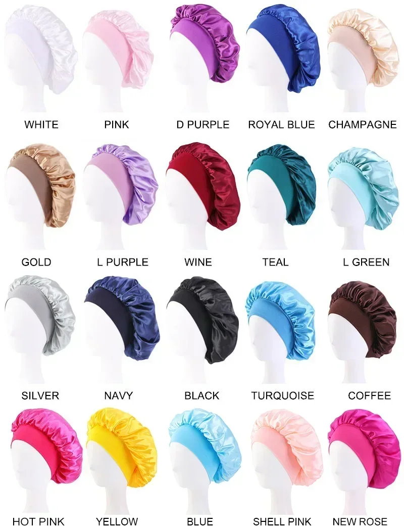 Satin Wide-brimmed Nightcap Styling Silk Headband for Sleeping Nightcap with Elasticated Floppy Band Cap Hair Shower Cap 4