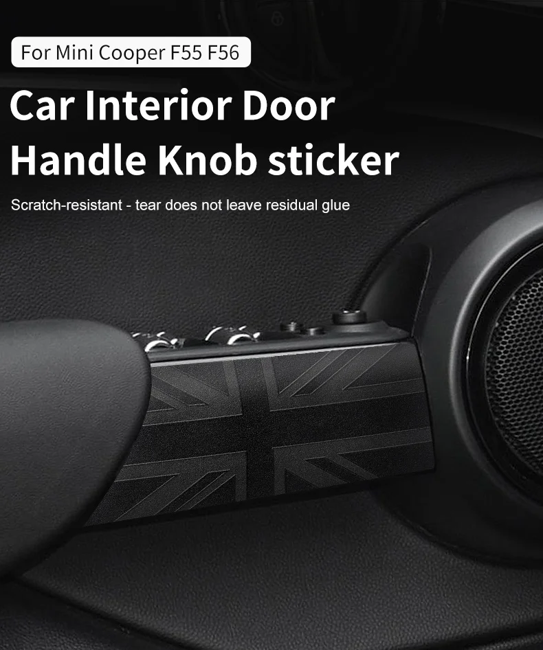 Auto Tür Armlehne Aufkleber Für Mini Cooper F55 F56 PU Leder Auto Tür Griff Knopf Aufkleber Auto Innen Dekoration Zubehör – Detail 3