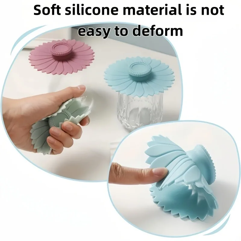 Sunflower Silicone Cup Covers - Multipurpose Dustproof Lids (Set of 3/6)