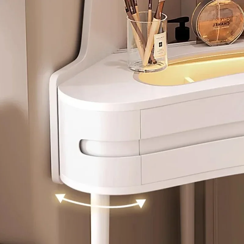 Toeletta Angolare Con Specchio E Cassetti - Comò Trucco Con Sgabello, Ideale Per Stanze Piccole - Foto 8