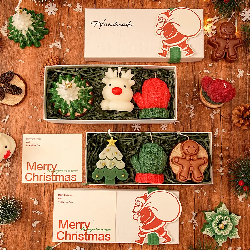Christmas Scented Candles Three-piece Gift Box Gloves Elk Gingerbread Man Aromatherapy Girl Friends Creative Warm Christmas Gift - Image 2
