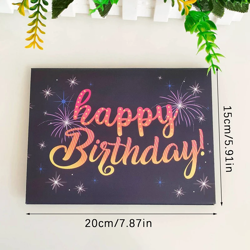 Greeting Cards 3D Pop Up Birthday Greeting Card With Lights Music Happy Birthday Card Firework Cake Gift For Wife Mom Kids