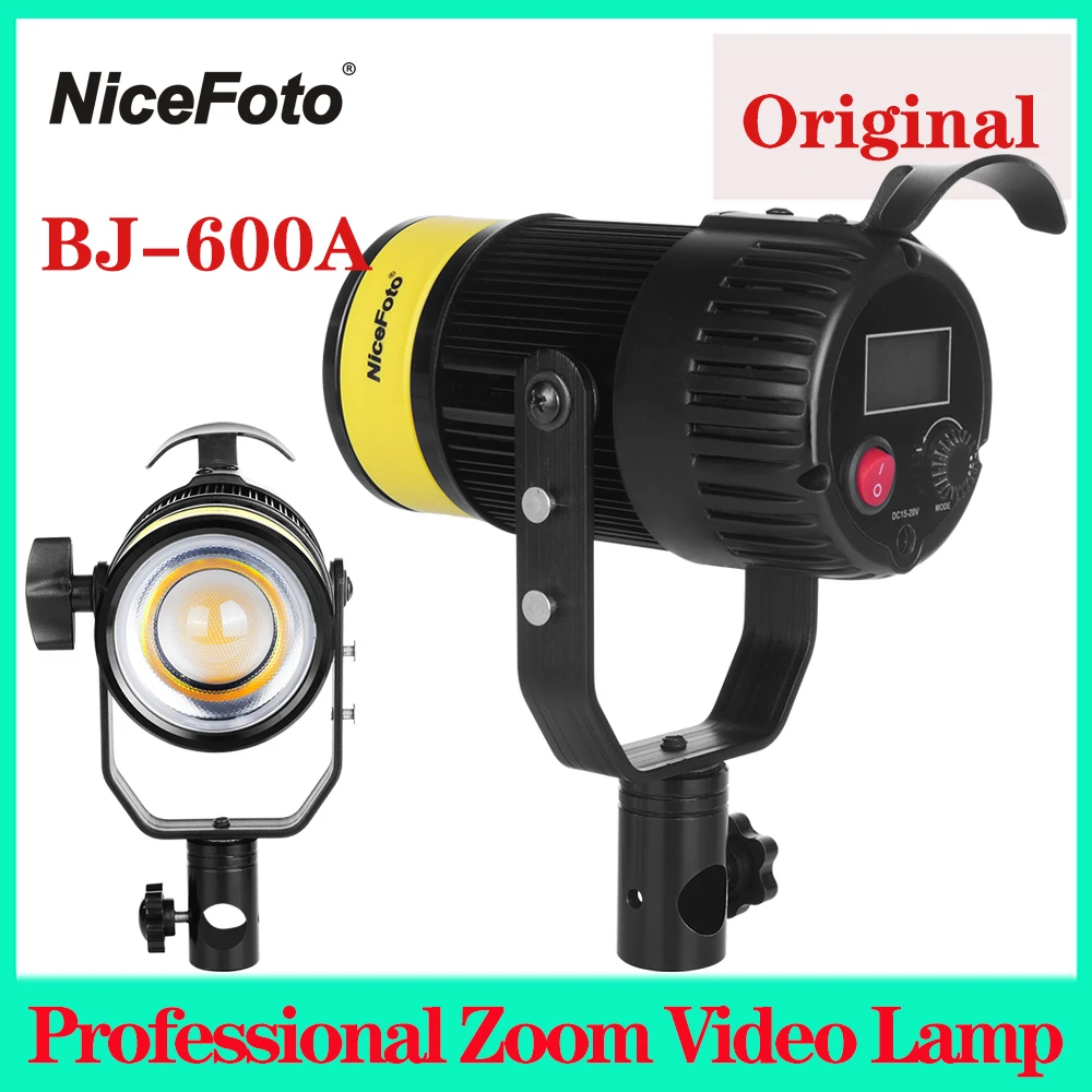 Nicefoto BJ-600A Professional Zoom Video Lamp Highlight 2700K-6500K Mute Light For Live Video Vlog Atmosphere Spotlight