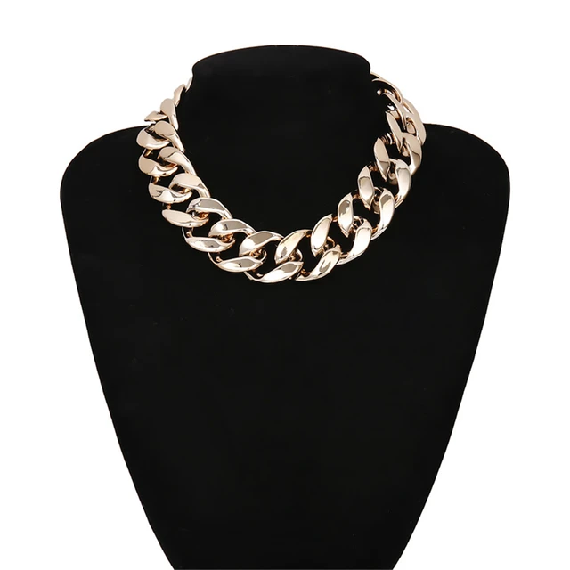 Lacteo Punk Multi Layered Golden Chain Choker Necklace Jewelry for Women Hip Hop Big Thick Chunky Clavicle Chain Charm Necklace LC3171526